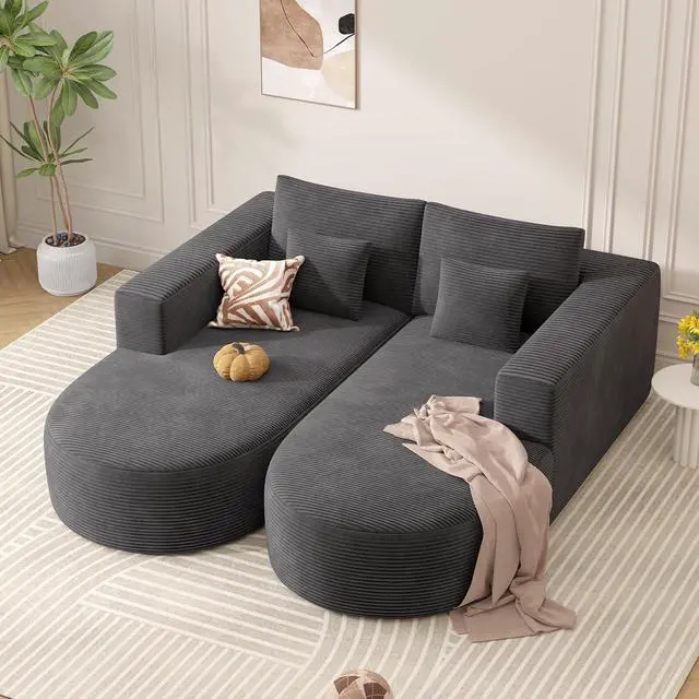 Main image of Modular Sectional Sofa Bed,Convertible Cloud Couches for Living Room,2 Chaise Corduroy Boneless Couch Sleeper Sofa Set,Oversized Chaise Lounge Chair for Bedroom,No Assembly Required,Gray 1PCS