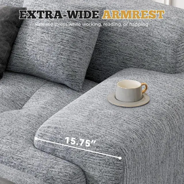 Alt view image 5 of 7 - 122" Modern Boneless Couches for Living Room, Convertible L Shaped Modular Sectional Sofa,4 Seater Cloud Couch Sofa Set, Light Grey 1 PCS