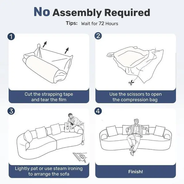 Alt view image 3 of 7 - 110 Modern Curved Sofa,Oversized Couch for Living Room,Cloud Couch with Boneless Couchs,Modular Sectional Sofa with Deep Seat,No Assembly Required,Light Gray