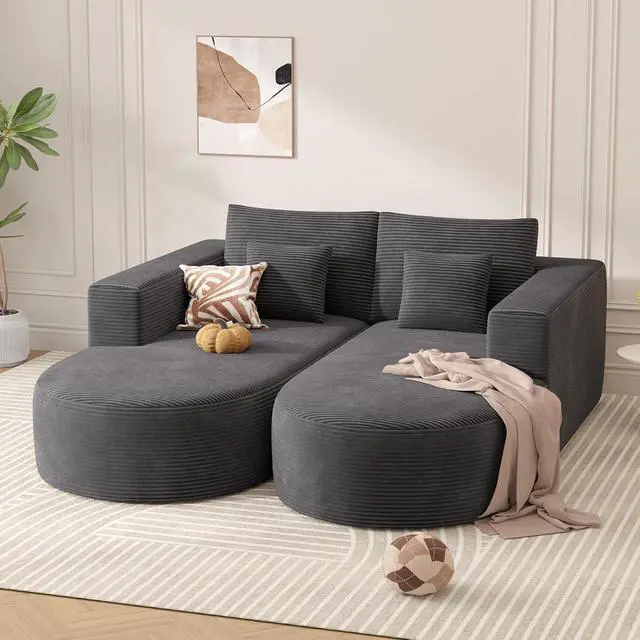 Alt view image 7 of 7 - Modular Sectional Sofa Bed,Convertible Cloud Couches for Living Room,2 Chaise Corduroy Boneless Couch Sleeper Sofa Set,Oversized Chaise Lounge Chair for Bedroom,No Assembly Required,Gray 1PCS