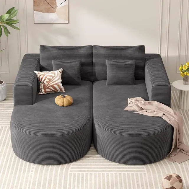 Alt view image 6 of 7 - Modular Sectional Sofa Bed,Convertible Cloud Couches for Living Room,2 Chaise Corduroy Boneless Couch Sleeper Sofa Set,Oversized Chaise Lounge Chair for Bedroom,No Assembly Required,Gray 1PCS