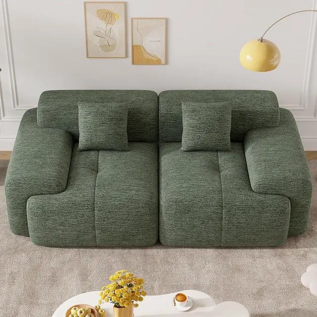 Main image of 85" Cloud Loveseat Sofa in a Box, Modern Small Couch No Assembly Required, Comfy Deep Seat Boneless Couches for Living Room, Bedroom, Apartment, Green 1 PCS