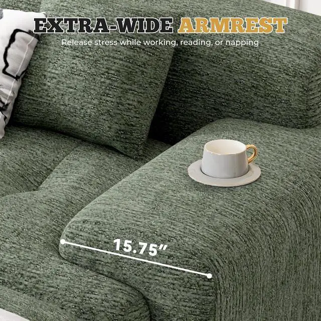 Alt view image 5 of 7 - 85" Cloud Loveseat Sofa in a Box, Modern Small Couch No Assembly Required, Comfy Deep Seat Boneless Couches for Living Room, Bedroom, Apartment, Green 1 PCS
