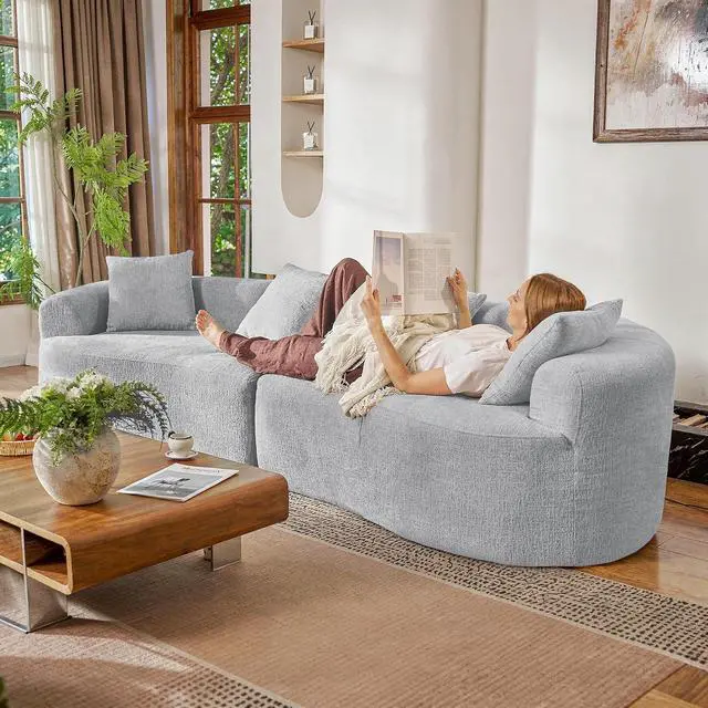 Alt view image 7 of 7 - 110 Modern Curved Sofa,Oversized Couch for Living Room,Cloud Couch with Boneless Couchs,Modular Sectional Sofa with Deep Seat,No Assembly Required,Light Gray