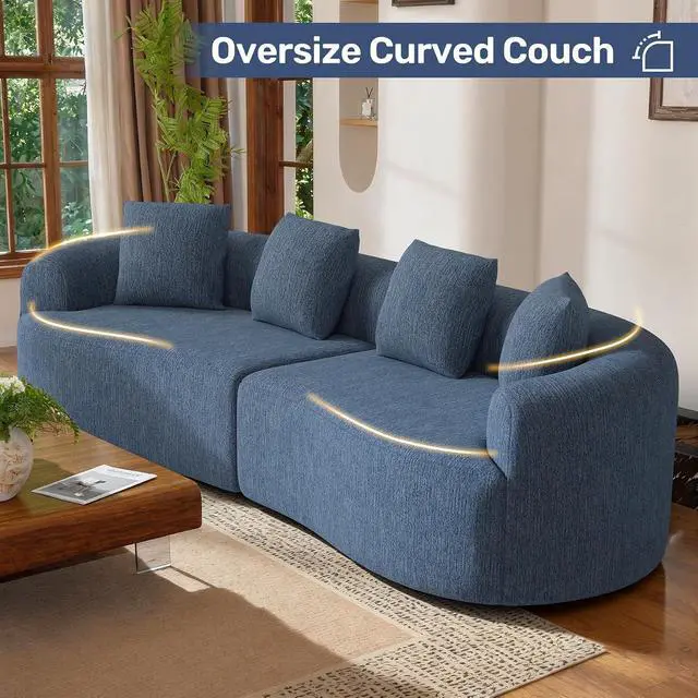 Alt view image 5 of 7 - 110 Modern Curved Sofa,Oversized Couch for Living Room,Cloud Couch with Boneless Couchs,Modular Sectional Sofa with Deep Seat,No Assembly Required,Dark Blue