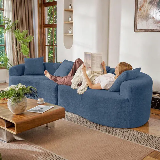 Alt view image 7 of 7 - 110 Modern Curved Sofa,Oversized Couch for Living Room,Cloud Couch with Boneless Couchs,Modular Sectional Sofa with Deep Seat,No Assembly Required,Dark Blue