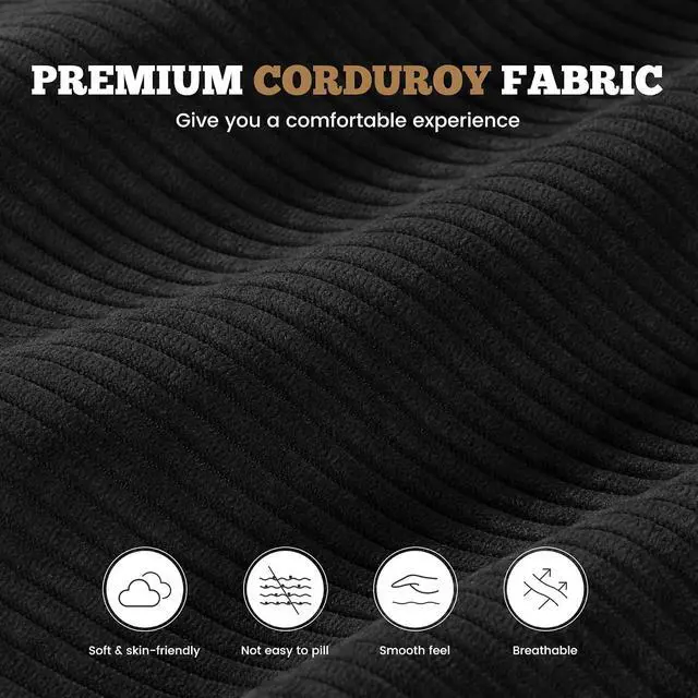 Alt view image 6 of 7 - 111" Modular Sectional Sofa for Living Room, Convertible L-Shape Couch with Ottoman,Cloud Boneless Couch with Layered Cushion,Black Corduroy