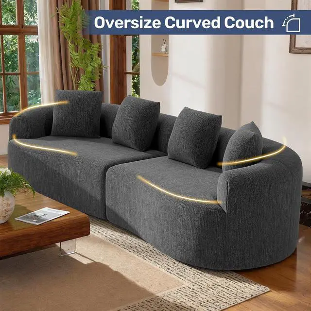 Alt view image 5 of 7 - 110 Modern Curved Sofa,Oversized Couch for Living Room,Cloud Couch with Boneless Couchs,Modular Sectional Sofa with Deep Seat,No Assembly Required,Black