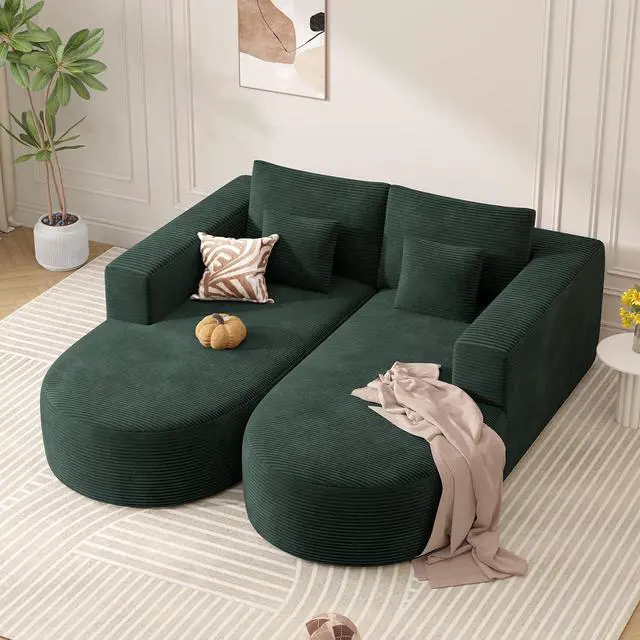 Main image of Modular Sectional Sofa Bed,Convertible Cloud Couches for Living Room,2 Chaise Corduroy Boneless Couch Sleeper Sofa Set,Oversized Chaise Lounge Chair for Bedroom,No Assembly Required,Green 1PCS