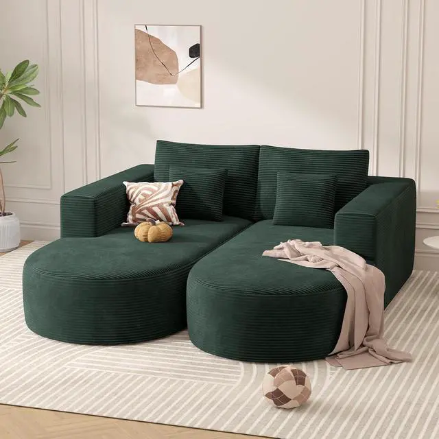 Alt view image 7 of 7 - Modular Sectional Sofa Bed,Convertible Cloud Couches for Living Room,2 Chaise Corduroy Boneless Couch Sleeper Sofa Set,Oversized Chaise Lounge Chair for Bedroom,No Assembly Required,Green 1PCS