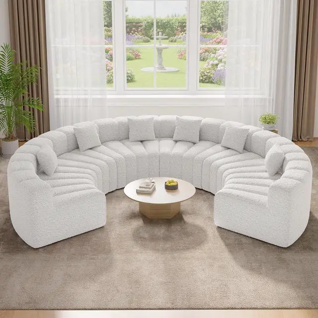 Main image of Oversized Curved Cloud Couch, 6 Seater Modern Modular Sectional Sofa, Convertible Boneless Couches for Living Room, No Assembly Required, White 1 PCS