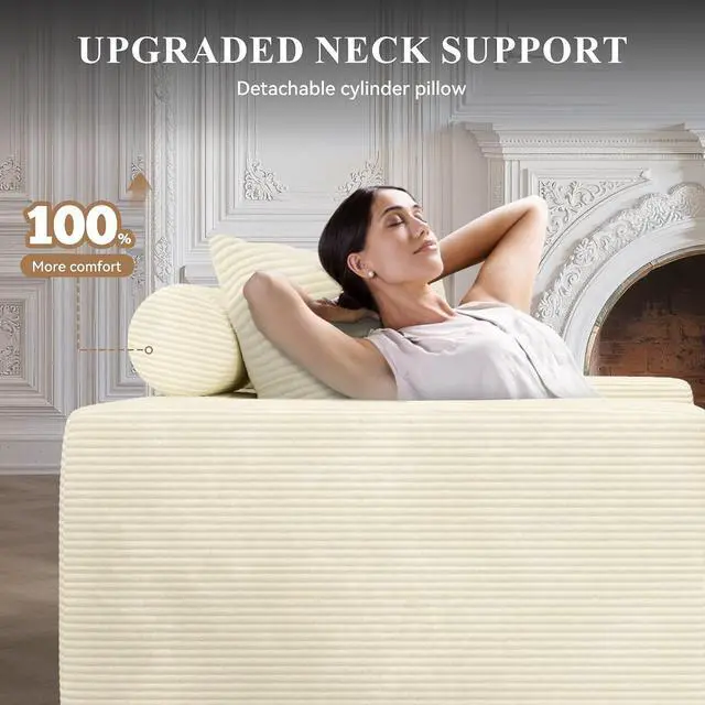 Alt view image 4 of 6 - U-Shaped Boneless Couches for Living Room with Chaise,104" Modular Sectional Sofa with Convertible Ottoman,Cozy Cloud Couch with U-Shaped,Sponge Compression Sofas in a Box