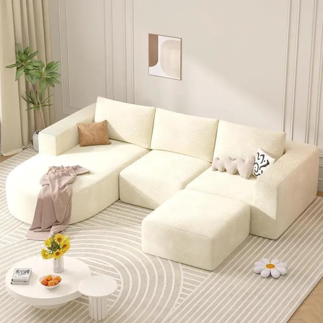 Main image of U-Shaped Boneless Couches for Living Room with Chaise,104" Modular Sectional Sofa with Convertible Ottoman,Cozy Cloud Couch with U-Shaped,Sponge Compression Sofas in a Box