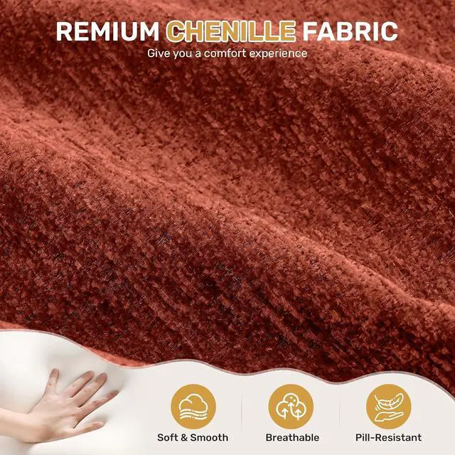 Alt view image 3 of 7 - 113" Modern Boneless Couches for Living Room, Oversized 3 Seater Cloud Couch, Chenille Modular Sectional Sofa, No Assembly Required, Red Brown 1 PCS