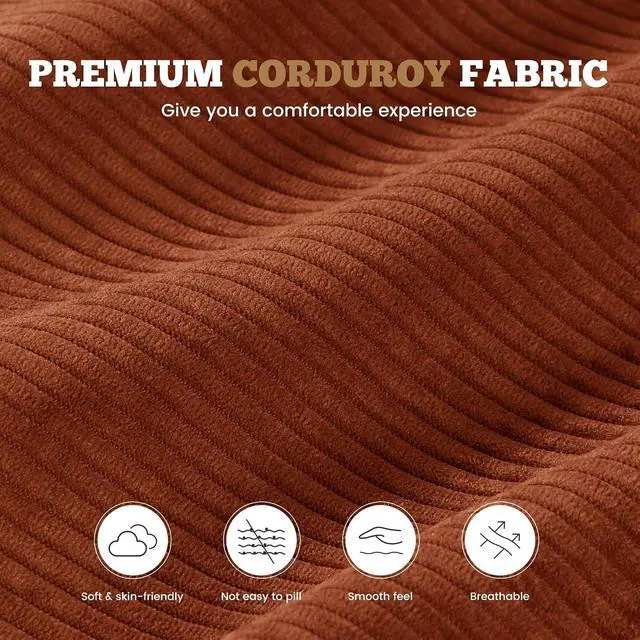 Alt view image 6 of 7 - 111" Modular Sectional Sofa for Living Room, Convertible L-Shape Couch with Ottoman,Cloud Boneless Couch with Layered Cushion,Reddish Brown Corduroy