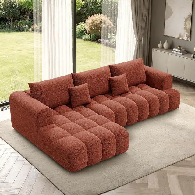 Alt view image 7 of 7 - 108 Boneless Couch, Cloud Couch with L-Shape Chaise, Modular Sectional Sofa with Oversized Deep Seat,Couch for Living Room Bedroom,No Assembly Required,Bown