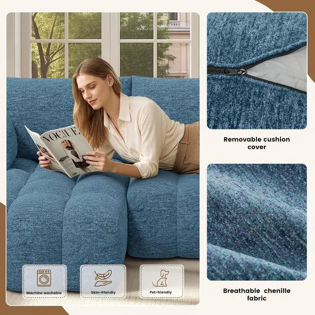 Alt view image 4 of 7 - 108 Boneless Couch, Cloud Couch with L-Shape Chaise, Modular Sectional Sofa with Oversized Deep Seat,Couch for Living Room Bedroom,No Assembly Required,Blue