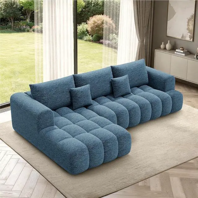 Alt view image 7 of 7 - 108 Boneless Couch, Cloud Couch with L-Shape Chaise, Modular Sectional Sofa with Oversized Deep Seat,Couch for Living Room Bedroom,No Assembly Required,Blue
