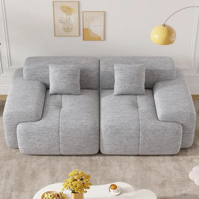 Main image of 85" Cloud Loveseat Sofa in a Box, Modern Small Couch No Assembly Required, Comfy Deep Seat Boneless Couches for Living Room, Bedroom, Apartment, Light Grey 1 PCS
