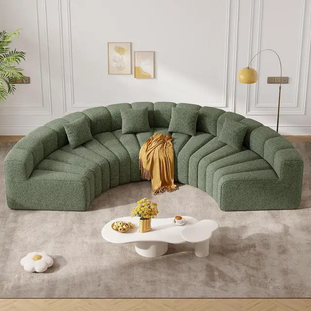 Main image of 128" Oversized Curved Cloud Couch, Modern Compressed Modular Sectional Sofa, 4 Seater Boneless Couches for Living Room, No Assembly Required, Green 1 PCS