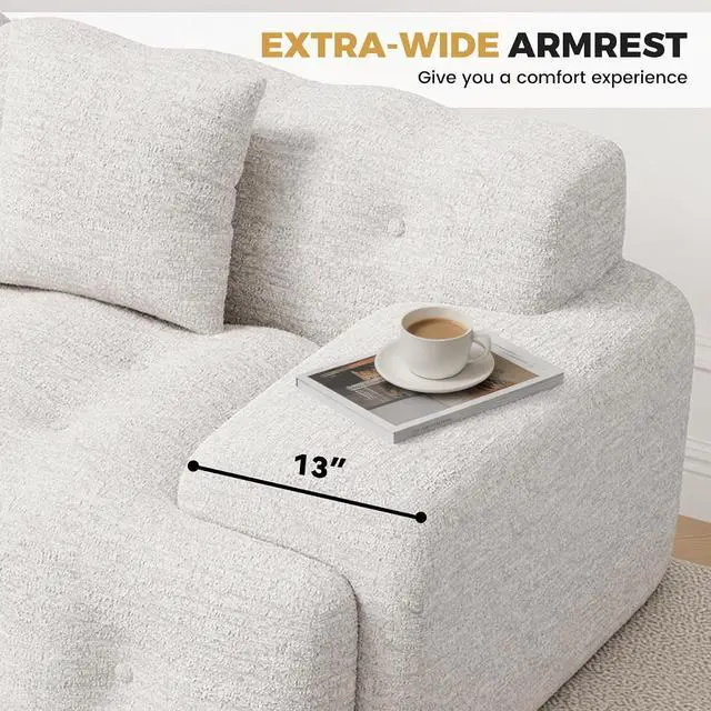 Alt view image 4 of 7 - 83" Boneless Loveseat Sofa in a Box, Modern Small Couch No Assembly Required, Comfy Deep Seat Cloud Couches for Living Room, Bedroom, Apartment, Beige 1 PCS