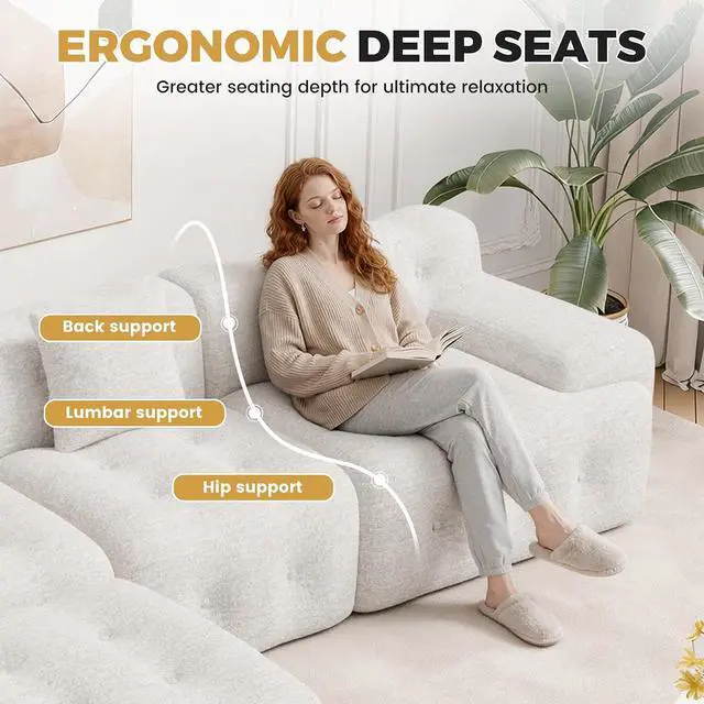 Alt view image 5 of 7 - 83" Boneless Loveseat Sofa in a Box, Modern Small Couch No Assembly Required, Comfy Deep Seat Cloud Couches for Living Room, Bedroom, Apartment, Beige 1 PCS