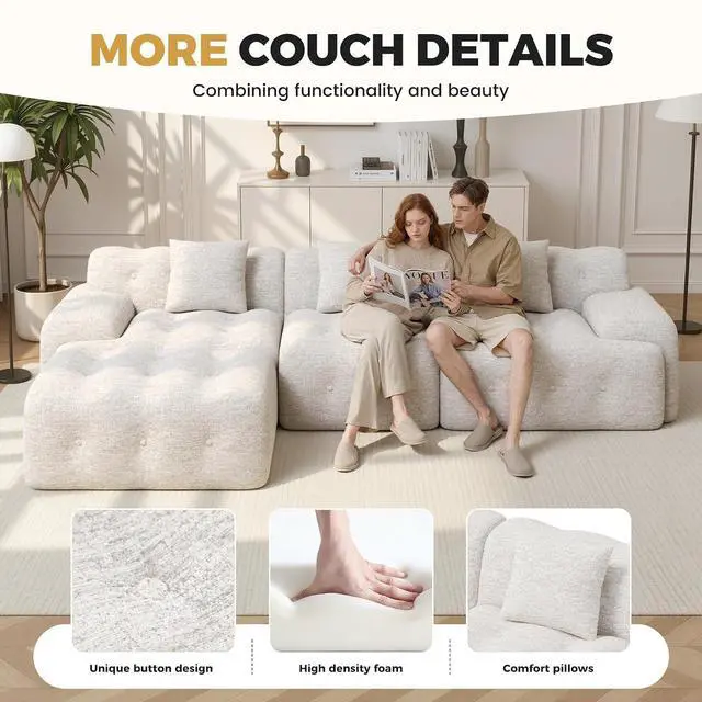 Alt view image 6 of 7 - 83" Boneless Loveseat Sofa in a Box, Modern Small Couch No Assembly Required, Comfy Deep Seat Cloud Couches for Living Room, Bedroom, Apartment, Beige 1 PCS