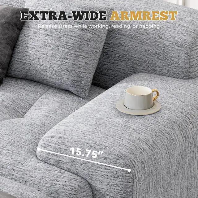 Alt view image 5 of 7 - 85" Cloud Loveseat Sofa in a Box, Modern Small Couch No Assembly Required, Comfy Deep Seat Boneless Couches for Living Room, Bedroom, Apartment, Light Grey 1 PCS