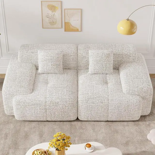 Main image of 85" Cloud Loveseat Sofa in a Box, Modern Small Couch No Assembly Required, Comfy Deep Seat Boneless Couches for Living Room, Bedroom, Apartment, Beige 1 PCS