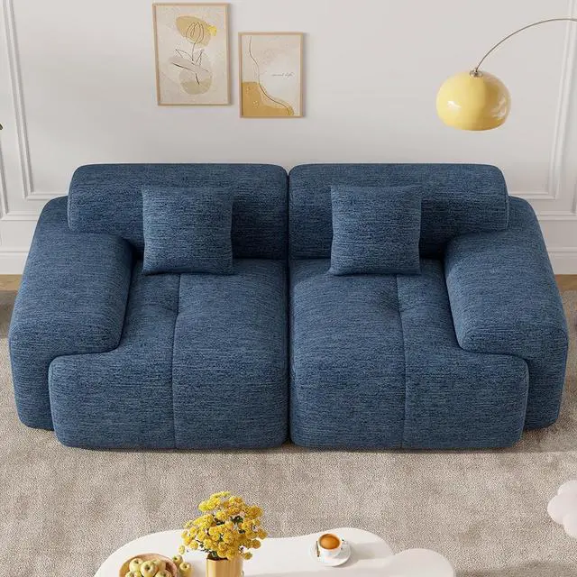 Main image of 85" Cloud Loveseat Sofa in a Box, Modern Small Couch No Assembly Required, Comfy Deep Seat Boneless Couches for Living Room, Bedroom, Apartment, Blue 1 PCS