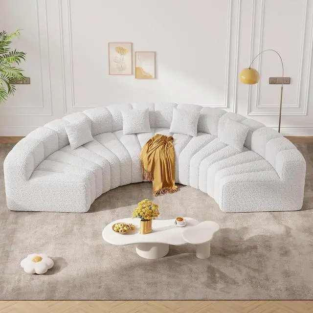 Main image of 128" Oversized Curved Cloud Couch, Modern Compressed Modular Sectional Sofa, 4 Seater Boneless Couches for Living Room, No Assembly Required, White 1 PCS