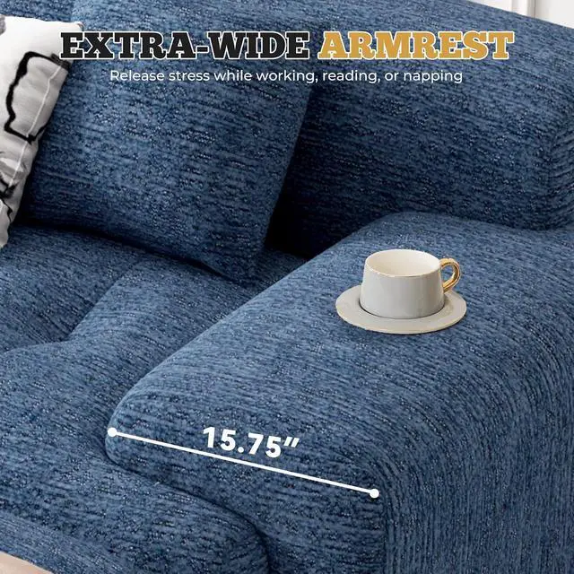 Alt view image 5 of 7 - 85" Cloud Loveseat Sofa in a Box, Modern Small Couch No Assembly Required, Comfy Deep Seat Boneless Couches for Living Room, Bedroom, Apartment, Blue 1 PCS