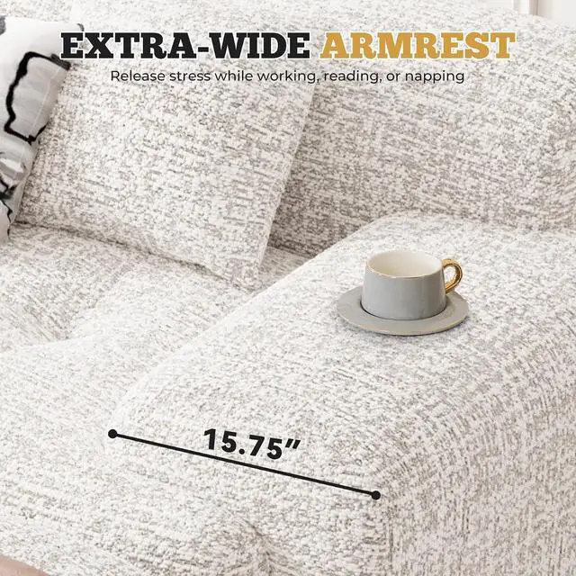 Alt view image 4 of 7 - 122" Modern L Shaped Modular Sectional Sofa, Boneless Couches for Living Room with Ottoman,4 Seater Convertible Chenille Cloud Couch Sofa Set, No Assembly Required, Beige 1 PCS