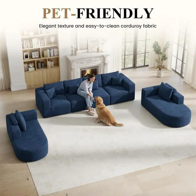 Alt view image 4 of 7 - Living Room Furniture Sets,Modern U Shaped Modular Sectional Sofa,Convertible Cloud Couches for Living Room,Comfy 4 Seater with 2 Chaise Furniture Set, Boneless Couch Sofa,1 PCS
