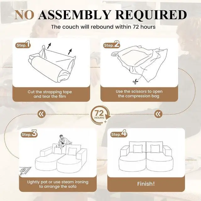 Alt view image 5 of 7 - Modular Sectional Sofa Bed,Convertible Cloud Couches for Living Room,2 Chaise Corduroy Boneless Couch Sleeper Sofa Set,Oversized Chaise Lounge Chair for Bedroom,No Assembly Required,Blue 1PCS