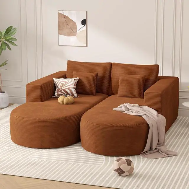 Alt view image 7 of 7 - Modular Sectional Sofa Bed,Convertible Cloud Couches for Living Room,2 Chaise Corduroy Boneless Couch Sleeper Sofa Set,Oversized Chaise Lounge Chair for Bedroom,No Assembly Required,Brown 1PCS
