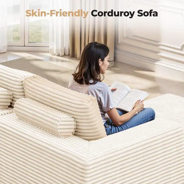 Alt view image 7 of 7 - 111 Modular Sectional Cloud Couches with L Shaped Chaise, Upholstered Deep Seat Boneless Sofa for Living Room, Bedroom, No Assembly Required-Beige