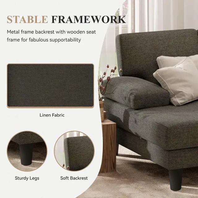 Alt view image 5 of 7 - 110" U-Shaped Sectional Sofa Couch for Living Room,Modern Modular Sofa with Double Chaise,Classic Lounge Couch Sleeper forApartment, Dark Brown Linen