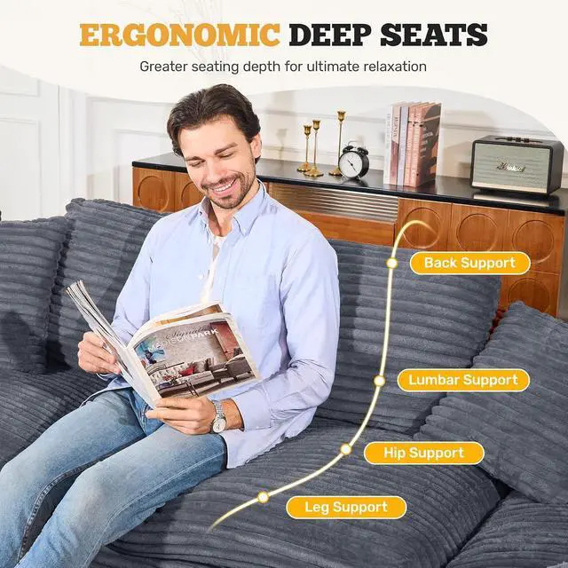 Alt view image 3 of 7 - 59" Cloud Loveseat Sofa in a Box, Modern Small Couch No Assembly Required, Comfy Deep Seat Boneless Couches for Living Room, Bedroom, Apartment, Dark Grey 1 PCS