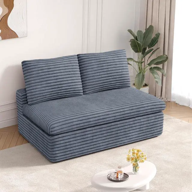 Main image of 59" Cloud Loveseat Sofa in a Box, Modern Small Couch No Assembly Required, Comfy Deep Seat Boneless Couches for Living Room, Bedroom, Apartment, Dark Grey 1 PCS