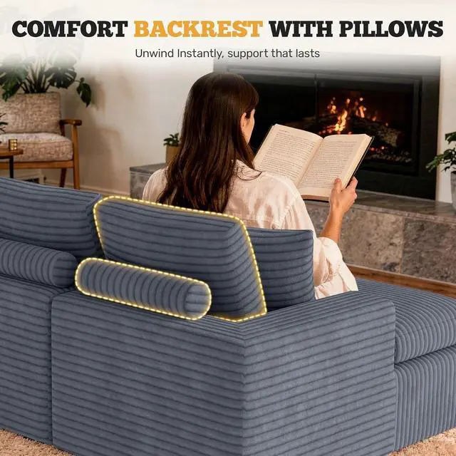Alt view image 6 of 7 - 59" Cloud Loveseat Sofa in a Box, Modern Small Couch No Assembly Required, Comfy Deep Seat Boneless Couches for Living Room, Bedroom, Apartment, Dark Grey 1 PCS