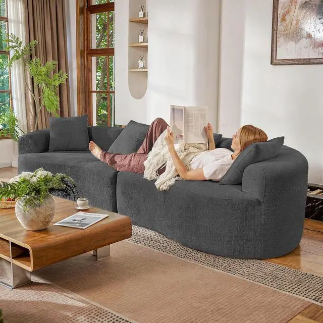 Alt view image 7 of 7 - 110 Modern Curved Sofa,Oversized Couch for Living Room,Cloud Couch with Boneless Couchs,Modular Sectional Sofa with Deep Seat,No Assembly Required,Black