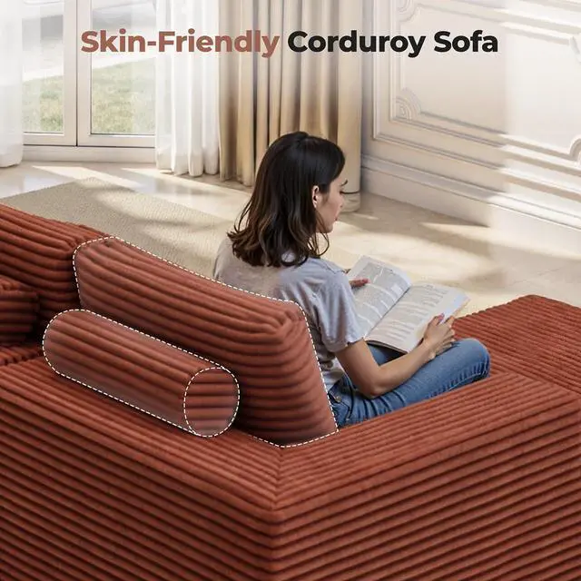 Alt view image 7 of 7 - 111 Modular Sectional Cloud Couches with L Shaped Chaise, Upholstered Deep Seat Boneless Sofa for Living Room, Bedroom, No Assembly Required-Brown