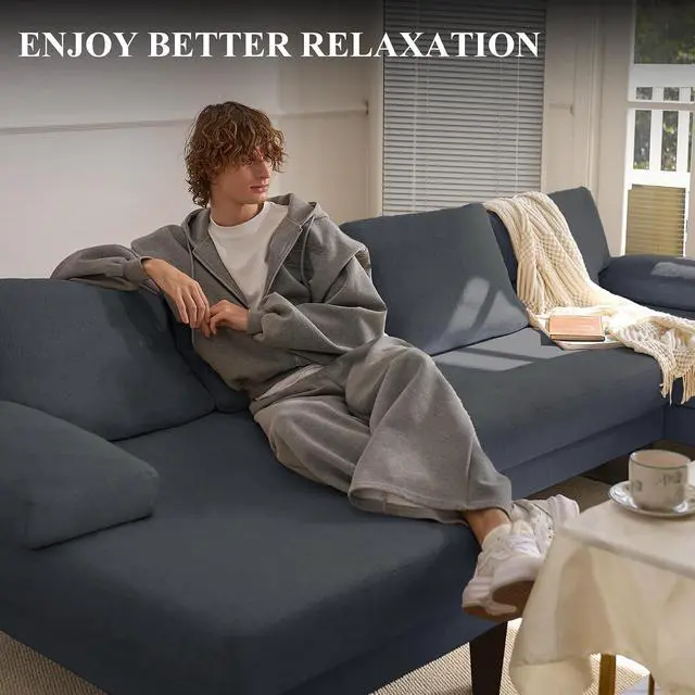 Alt view image 6 of 7 - 110" U-Shaped Sectional Sofa Couch for Living Room,Modern Modular Sofa with Double Chaise,Classic Lounge Couch Sleeper forApartment, Dark Gray Linen