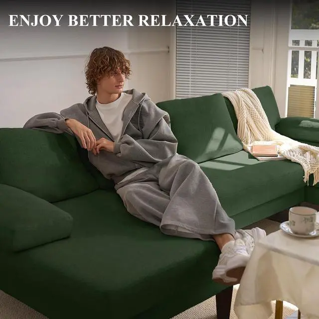 Alt view image 6 of 7 - 110" U-Shaped Sectional Sofa Couch for Living Room,Modern Modular Sofa with Double Chaise,Classic Lounge Couch Sleeper for Apartment, Green Linen