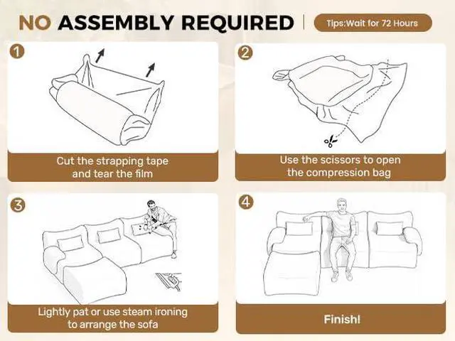 Alt view image 7 of 7 - 168" Cloud Couch Sectional, U-Shaped Boneless Couches for Living Room - Oversized Modular Sofa with Deep Seats, 6 Seater Modern Couches Set,No Assembly Required,Dark Gray