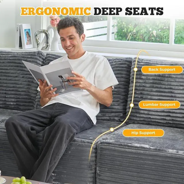 Alt view image 4 of 7 - 81" Cloud Loveseat Sofa in a Box, No Assembly Required Comfy Deep Seat Boneless Couch, Modern Small Couches for Living Room, Bedroom, Apartment,Grey 1 PCS
