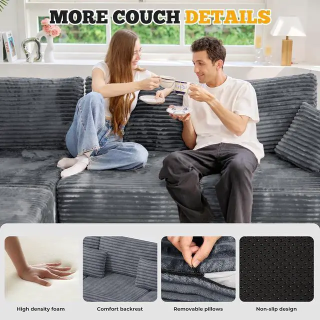 Alt view image 5 of 7 - 81" Cloud Loveseat Sofa in a Box, No Assembly Required Comfy Deep Seat Boneless Couch, Modern Small Couches for Living Room, Bedroom, Apartment,Grey 1 PCS
