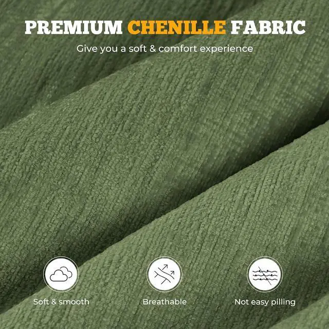 Alt view image 3 of 7 - 113" Boneless Couches for Living Room, Modern L-Shaped Modular Sectional Sofa, Convertible 4 Seater Chenille Cloud Couch, No Assembly Required, Green 1 PCS