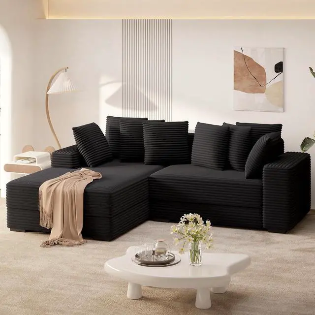 Main image of 111 Sectional Cloud Couches with L Shaped Chaise, Extra Large Sleeper Couch Reversible Corduroy with 8pcs Pillows for Living Room, Bedroom